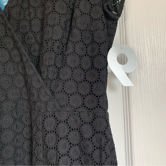 NWT Nine West Happy Hour Black Crochet Cap Sleeve V-neck Dress - Picture 5 of 10